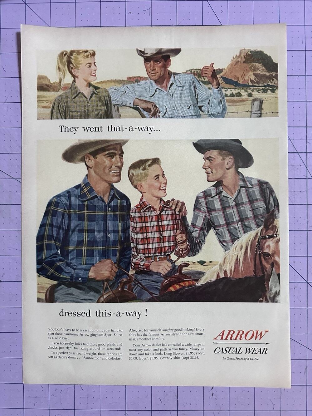 1954 VTG Original Magazine Ad ARROW Shirts They Went That-A-Way